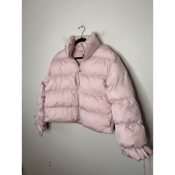 Wild Fable Collared Padded Zip Puffer Jacket Water Resistant Pink Women M New - Picture 2 of 9